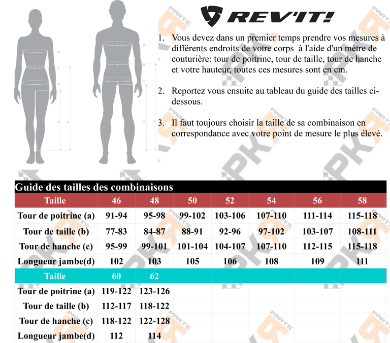 guide des tailles rev'it