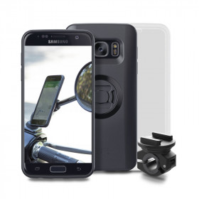 Pack complet SP-CONNECT Moto Bundle fixé sur rétroviseur Samsung S7