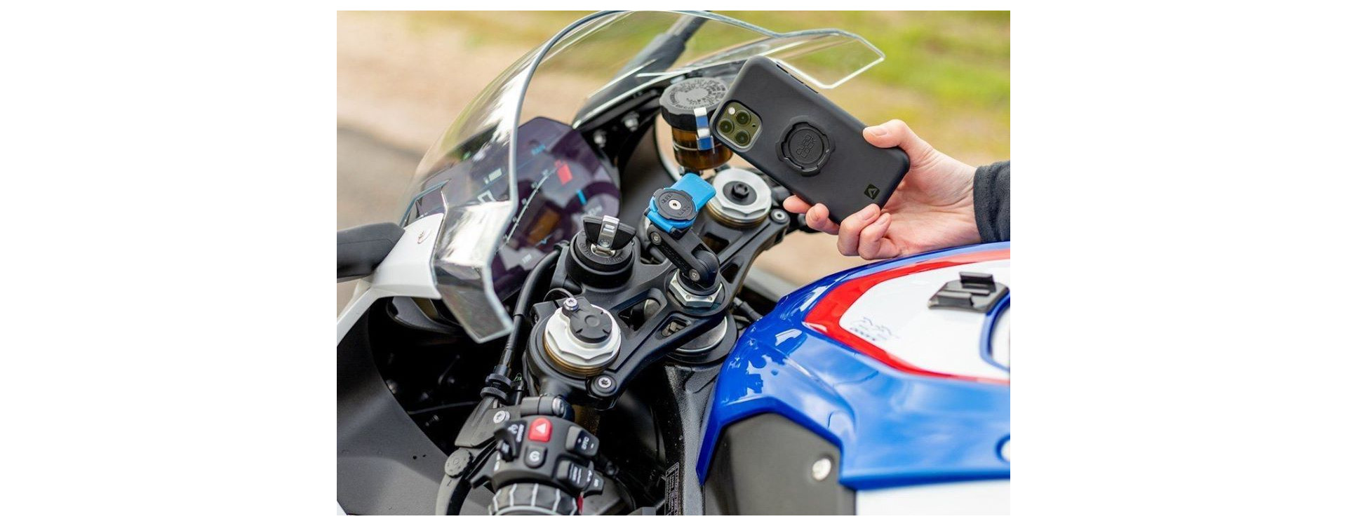 Support téléphone Quad Lock Pro fixation guidon moto - Pièces